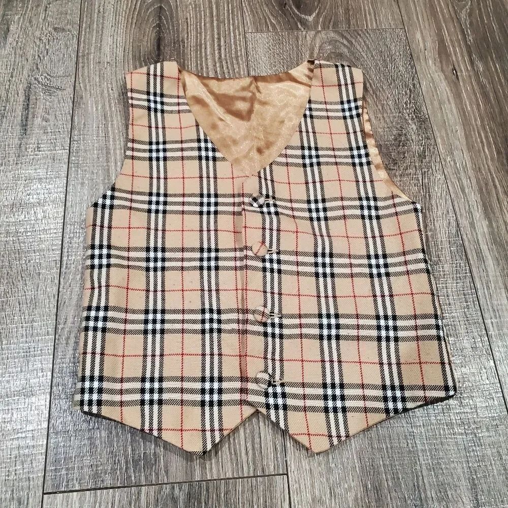 Kids Carter's Vest Size 4 Tan and Black Plaid Vest
